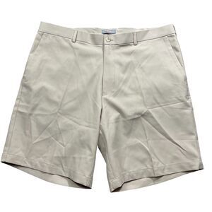 Peter Millar 38 Wicking Beige Flat Front Shorts‎ 100% Polyester
